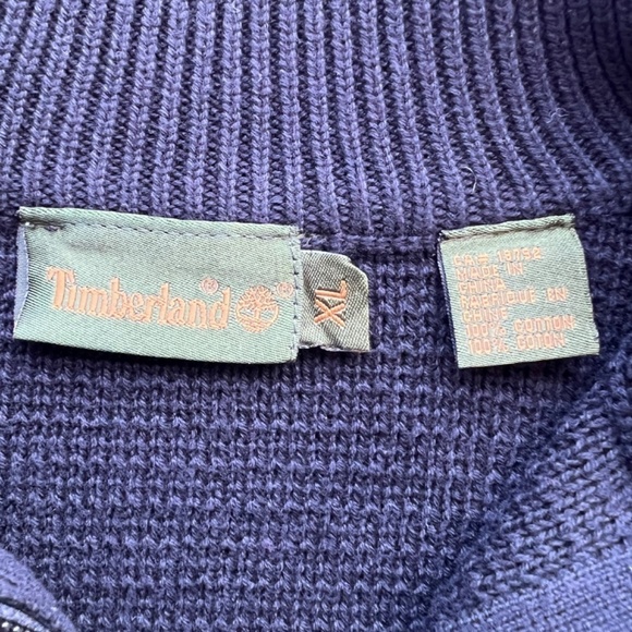 Timberland mock neck 1/4 zip sweater with Fair Isle design on sleeves - Picture 3 of 12